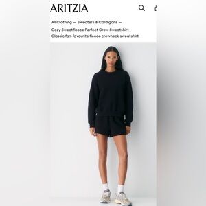 NWT Aritzia sweat fleece cozy fleece crew neck navy sweatshirt